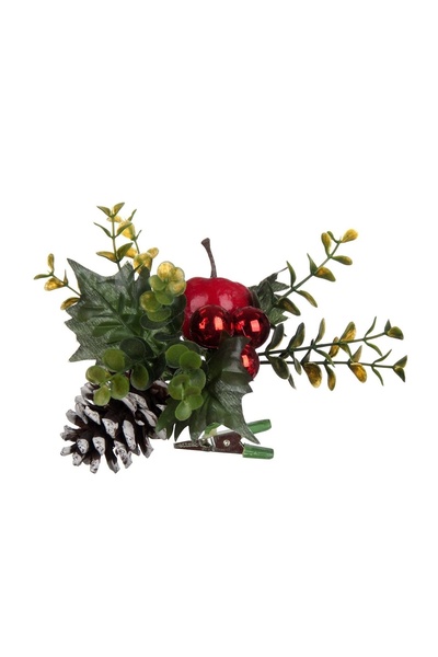 OEM Ornament de Crăciun Floare cu Clips Frunze Verzi Con Mar Roșu 10 cm – Atm...