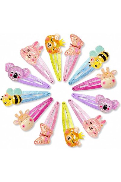 GENERAL 12Pcs Cute Animal Hair Clips for Girls, Butterfly Giraffe Snap Barrettes