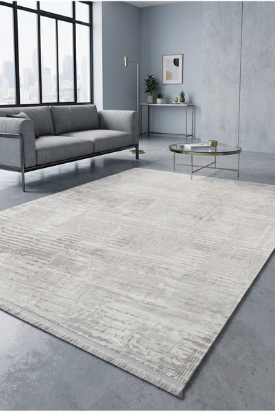 Pastel ESİLA HALI B705C Modern Zarif Asimetrik Desenli Gri Tonlarında Halı-20...