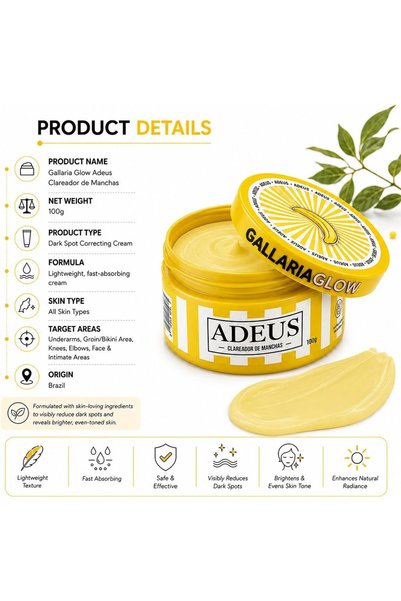 GALLARIAGLOW Adeus Cream Dry Body,Multifunction and Stretch Marks| Moisturizer For Women,100g,ADEUS Lightweight Non-Greasy Formula
