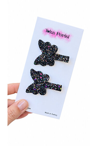 Toka Perisi Pink Janjan Black Glitter Butterfly Clip Buckle