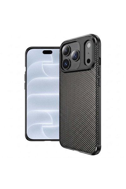 Techsuit Husă pentru iPhone 17 Pro, iPhone 18 Pro, Fibră de carbon, Negru