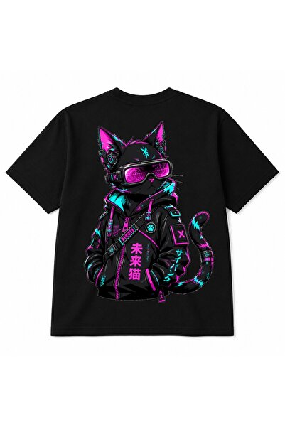 Rabona Fashion Neon Neko Cyberpunk Cat Japanese Anime Futuristic Techwear Fro...