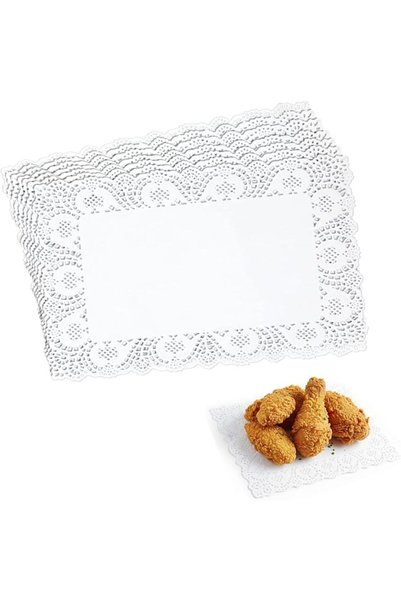 Generic 100 Pieces Rectangle Paper Doilies, 12×7.5 Inch, Disposable Lace Pape...