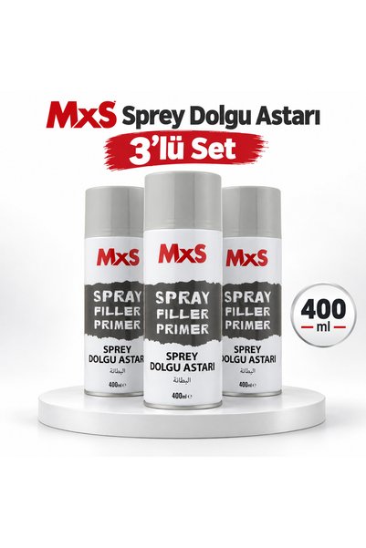 MxS Sprey Dolgu Astarı 400 ml – 3’lü Set