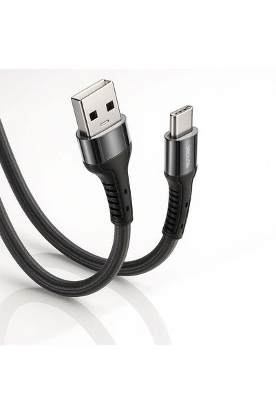 Nordic USB-A към Type-C кабел, 2 м, 40W, плетен, черен