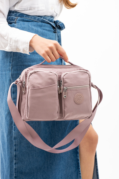 Sanmorris Women's Powder Satin Cross Strap Hand & Shoulder Bag
