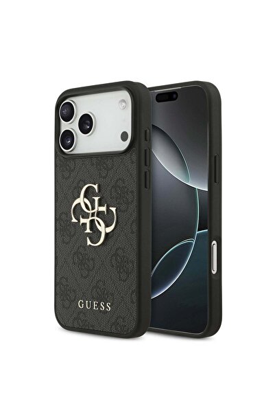 Guess Θήκη πλάτης για Apple iPhone 18 Pro Max, PU 4G Μεταλλικό Λογότυπο, Γκρι