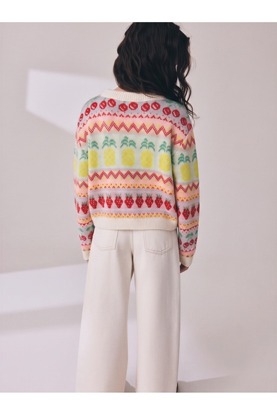 Tinymuyt Girl's Premium Quality Fruit Patterned Knitwear Sweater Colorful