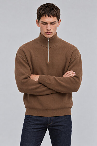 Manche Half Zipper Stand Collar Men's Knitwear Sweater |   Mew5111326-1