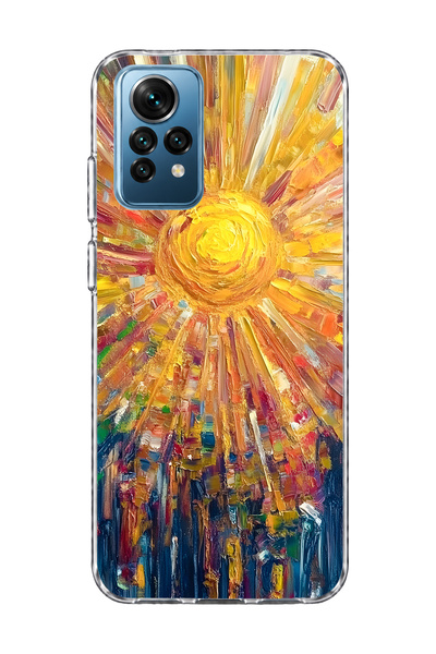 Redmi Note 11 Pro/Note 12 Pro 4G Uyumlu Yağlı Boya Parlak Güneş Desenli Şeffaf Telefon Kılıfı