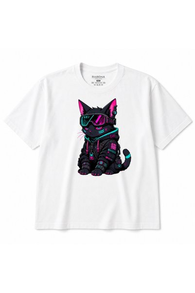 Rabona Fashion Neon Neko Cyberpunk Cat Japanese Anime Futuristic Techwear Fro...