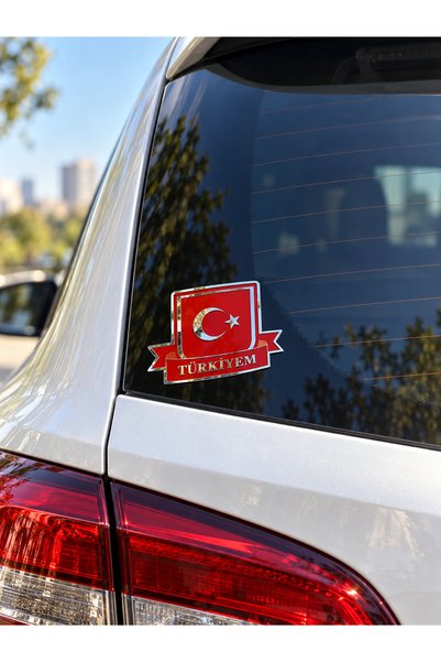 OTO SÜSLEN İSTANBUL مجموعة ملصقات معدنية من توركيييم آي واي ستار، 7 قطع بيضاوية الشكل وشعار للسيارات والدراجات النارية والدراجات الهوائية