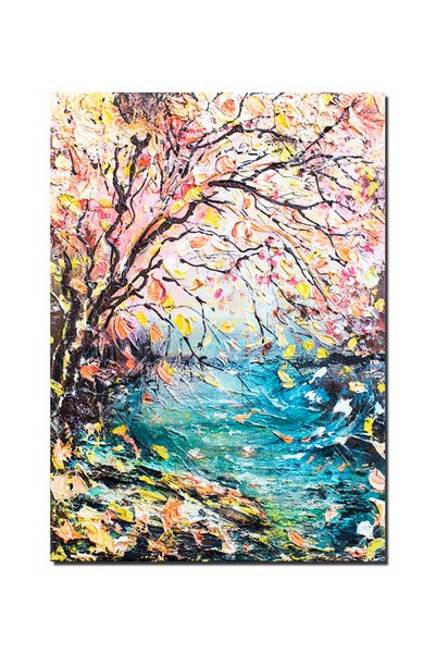 ARNOVA Tablou impasto pictat manual, Copacul vietii, 70x50cm acril pe panza i...