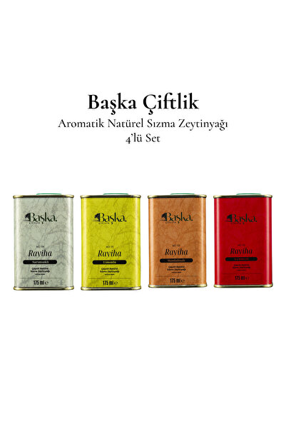 Rayiha Aromatik Natürel Sızma Zeytinyağı 4’lü Set – Limonlu, Acı Biberli, Mandalinalı, Sarımsaklı 175 ml x 4