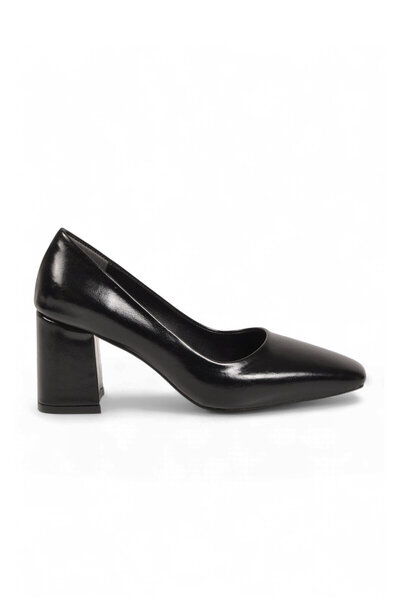 AYAKMOD Women's Black Wrinkled Thick Heeled Classic Heeled Shoes Special Occa...