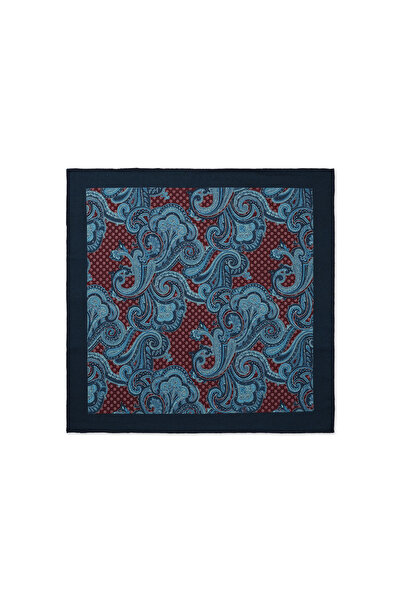 Hatemoğlu Navy Blue Patterned Classic Satin Pocket Handkerchief