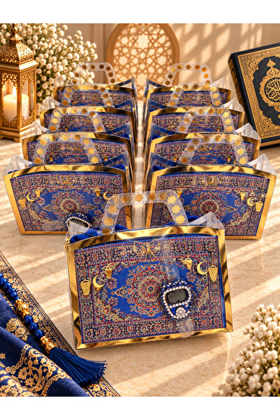 LenaToptan 10 Pieces Dark Blue Gilded Bag with Flared Cover, Ethnic Wallet an...