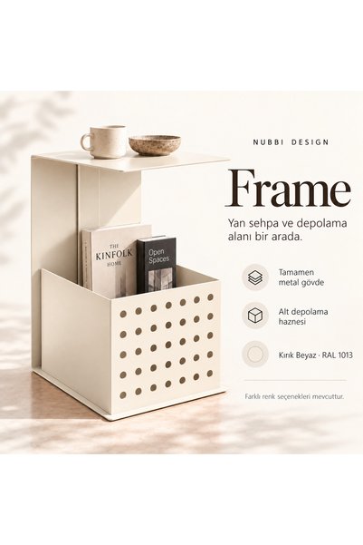 Frame Metal Yan Sehpa Modern Tasarım Depolama Hazneli Yan Sehpa