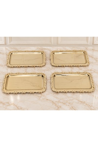 atabey home 6 قطع من صينية تقديم الزهور الذهبية بالكامل والقهوة والمعجنات/الح...