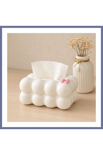 Generic Brand White Cloud Patterned Desktop Spring-Loaded Napkin Holder 19X12...