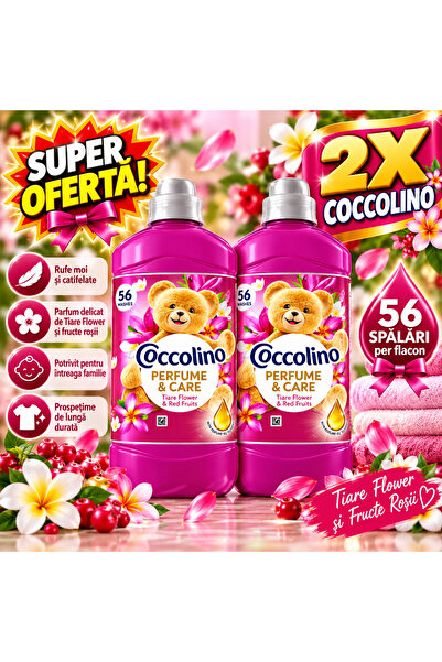 Coccolino Pachet 2 x Perfume & Care Tiare Flower & Red Fruits, balsam de rufe...