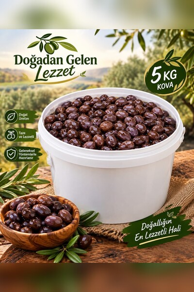 Doğal Salamura Siyah Zeytin 2 Adet x 5 Kg Kova Avantaj Paketi (Toplam 10 Kg)