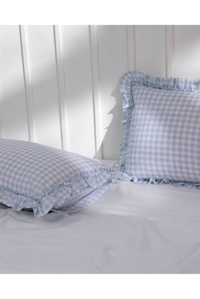 Madame Coco Rochelle Set de 2 fețe de pernă cu volane, 100% bumbac Ranforce - Albastru