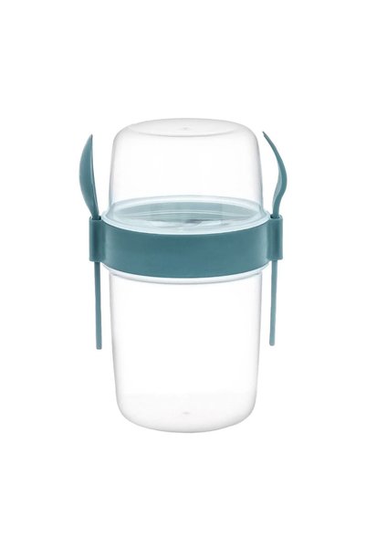OEM Caserolă Dubla din Plastic cu Furculita și Lingura Turcoaz Take Away 1.1 ...