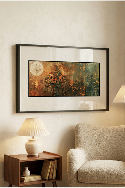 Zevahir Mobilya Dekorasyon 1 Piece Pvc Framed Black Wooden Frame with Abstrac...