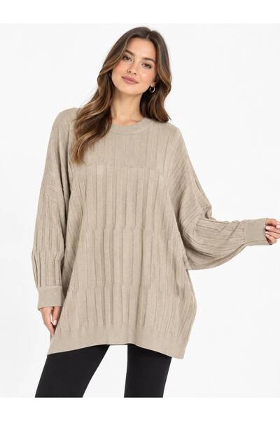 ÇALIKUŞU TRİKO Fi̇ti̇lli̇ Bat Sleeve Bluz M2482