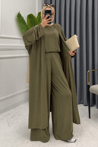 Hepsi Moda Three-Piece Set - 8241 - Khaki