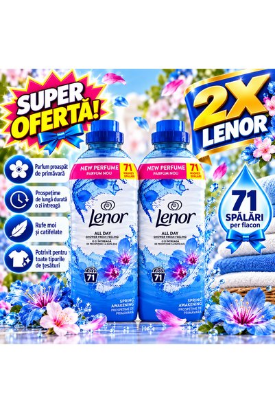 lenor Pachet 2 x Balsam de rufe All Day Spring Awakening, 71 spălări, 1,49 L/...