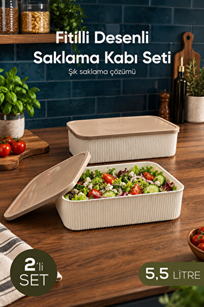 Vienev 2'li 5500 ml Dikdörtgen Saklama Kabı Seti Mutfak ve Buzdolabı Düzenleyici