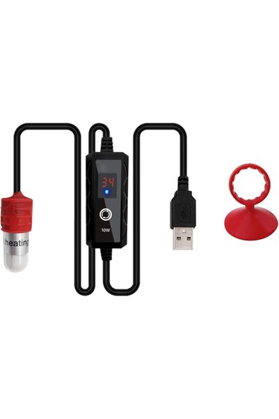 TERRIFI سخان حوض أسماك يعمل بالطاقة عبر USB، سخان صغير قابل للتعديل بقوة 10 و...
