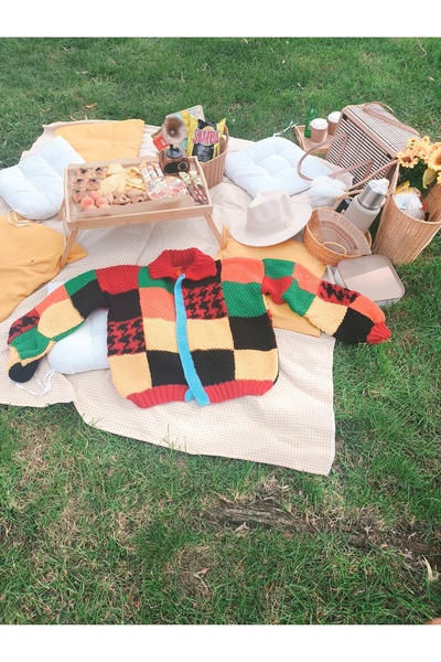 hobilanka Cardigan de damă tricotat manual cu motiv trandafir în relief 3D - ...