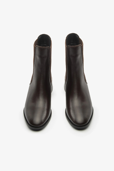 SAYL Brown Genuine Leather Elastic Thick Heeled Women's Boots