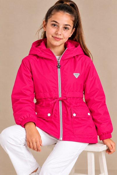 ASYAKİDS CLUB Girl's Hooded Pocket Lined Seasonal Raincoat