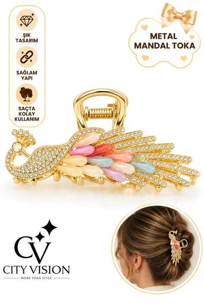 cityvision Peacock Model Colorful Metal Hair Clip - Large Size - Stylish and ...