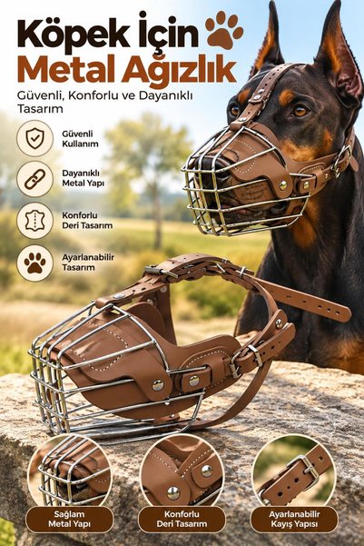Glipet Metal Köpek Ağızlığı M Kahverengi