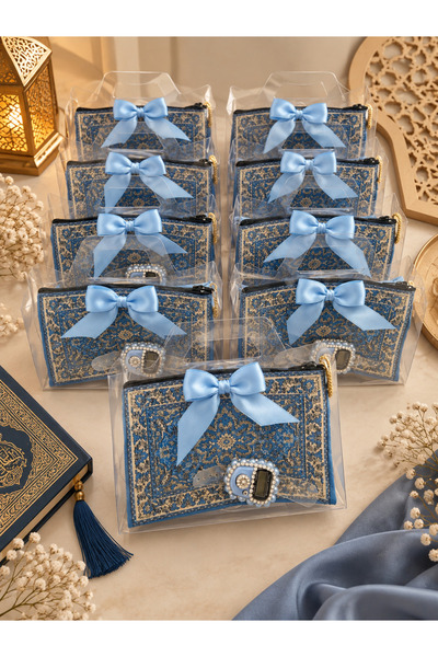 LenaToptan 10 Blue Bowknots in a Bag, Flared Cover Wallet and Stone Zikirmati...
