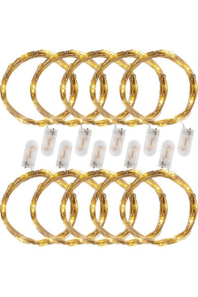 GORILLA Set de 10 instalatii tip fir, 25 led-uri, alb/cald, alimentare pe bat...