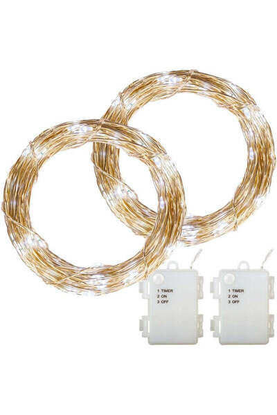 GORILLA Set de 2 instalatii cu 100 de led-uri, alimentare cu baterie, transpa...