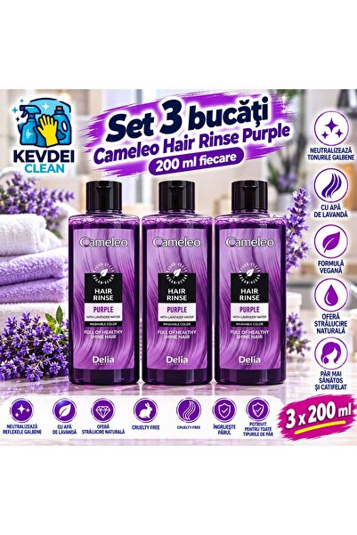 CAMELEO Σετ 3 τεμαχίων Πορφυρό Ξέπλυμα Μαλλιών Delia, 200 ml/τεμάχιο, Συνολικ...