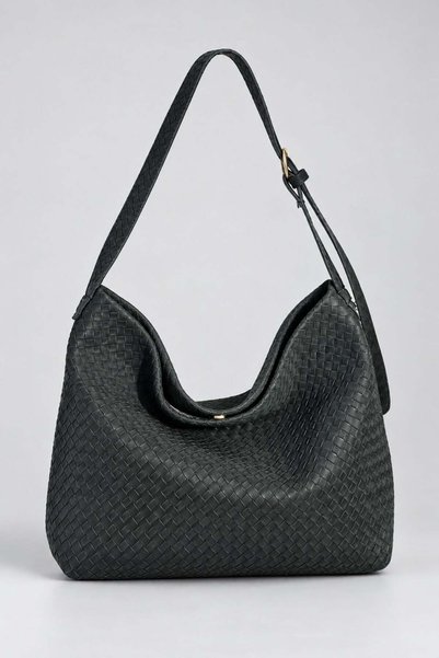 Madamra Black Women's Knitted Textured Adjustable Strap Suede Look Women's Ho...