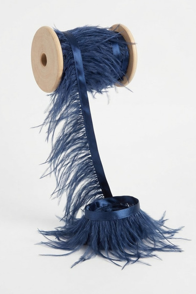 hobi dünyası evim Ostrich Feather Navy Blue 1 Meter - Evening Dress and Wedding Dress Decoration Bag Dress Decoration Handmade Accessory Material