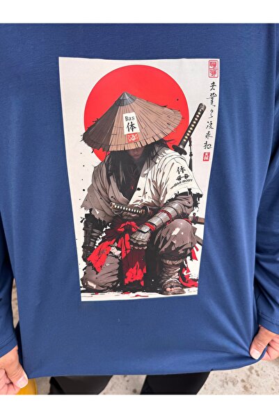 Bas Body FitnessWear Imprimeu Samurai Mărime mare Indigo Bleumarin Decolteu t...