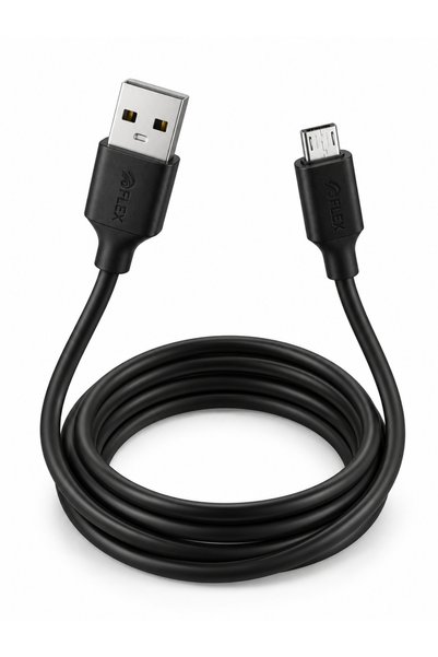 Flex كيبل للشحن ونقل البيانات USB-A إلى Micro-USB بتيار 3 أمبير وطول متر واحد