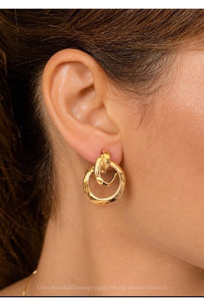 Markiz Takı Brand Model Gold Color Earring Pair