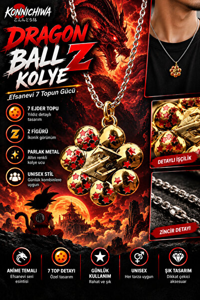 FG KONNİCHİWA Dragon Ball Z 7 Dragon Ball Figured Necklace Unisex